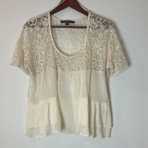 Love Stitch Cream colored ruffle lace top